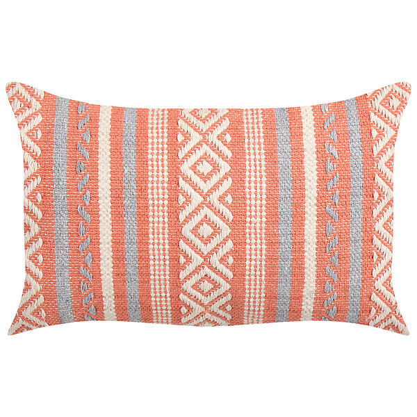 BELIANI - Lot de 2 coussins décoratifs INULA Coton 30 x 50 cm Orange Motif géométrique - large