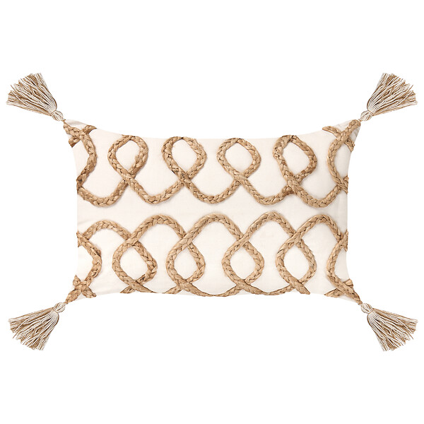 BELIANI - Lot de 2 coussins décoratifs INCANA Coton 30 x 50 cm Beige Motif géométrique - large