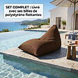 SOO  SANTAI - Pouf piscine XL flottant 140x120 cm brun – billes incluses (à remplir) – intérieur / extérieur (LBF140120-5-SET) - vignette