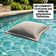 SOO  SANTAI - Coussin piscine flottant 65x65 cm gris – billes incluses (à remplir) – intérieur / extérieur (CF6565-1-SET) - vignette
