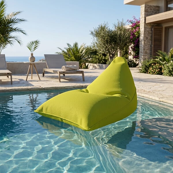 SOO  SANTAI - Pouf piscine XL flottant 140x120 cm vert – billes incluses (à remplir) – intérieur / extérieur (LBF140120-2-SET) - large