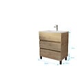 AURLANE - Meuble de salle de bains 70 cm TIMBER - Décor Chêne Naturel 3 tiroirs avec Vasque blanche - vignette