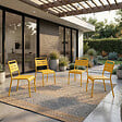 CONCEPT USINE - Ensemble de 4 chaises de jardin empilables jaunes BERGAME - vignette