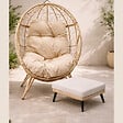CONCEPT USINE - Ensemble d'extérieur : fauteuil suspendu effet rotin et repose-pieds avec coussin beige JANE - vignette