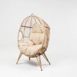 CONCEPT USINE - Ensemble d'extérieur : fauteuil suspendu effet rotin et repose-pieds avec coussin beige JANE - vignette