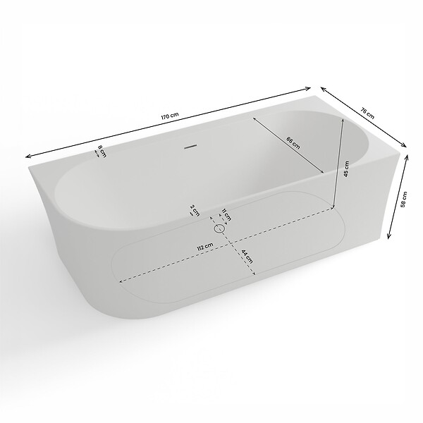 SPALINA - Baignoire Ilot Cosmic 170 droite blanche 170 x76 x58 cm, by SPALINA - large