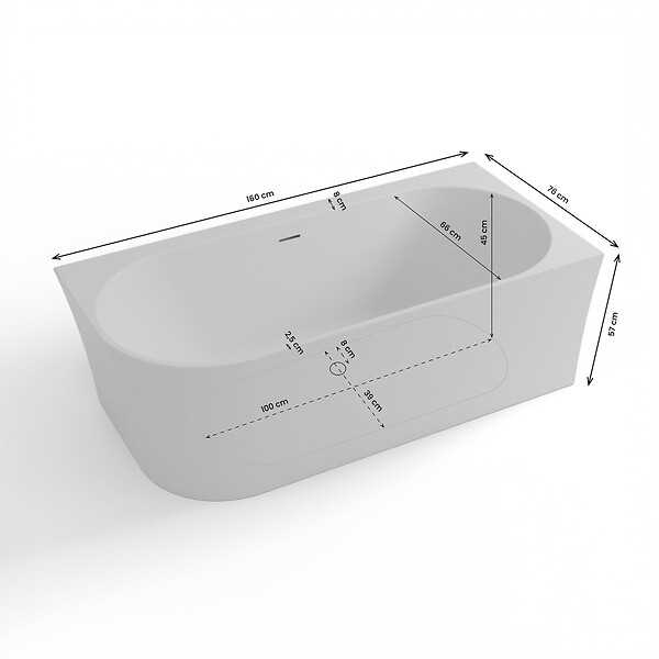 SPALINA - Baignoire Ilot Cosmic 160 droite blanche 160 x76 x58 cm, by SPALINA - large