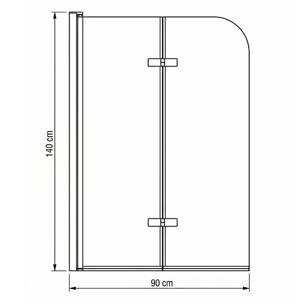 OTITEC - Pare-baignoire double panneau – 90 x 140 cm – Chrome – ELIA - large