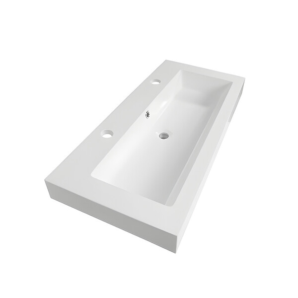 OTITEC - Vasque à encastrer rectangulaire - 100 x 46 cm - Blanc brillant - LIVO - large