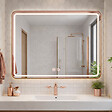 OTITEC - Miroir LED rectangulaire - 80 x 60 cm - Double éclairage LED façade et arrière - Cuivre brossé - VALORIA - vignette