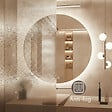 OTITEC - Miroir LED rond - 60 x 60 cm - Double éclairage LED façade et arrière - Noir - CÉLINA - vignette