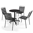 OVIALA - Table de jardin ronde 60 cm inclinable aluminium et HPL ardoise  - Opera - vignette