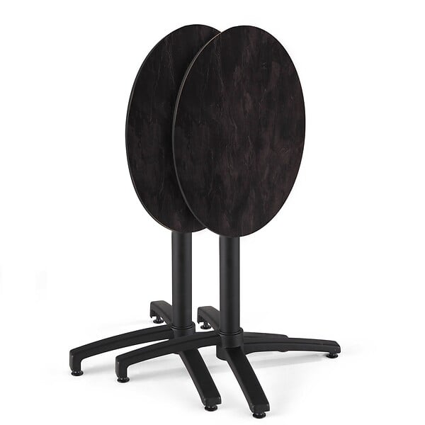 OVIALA - Table bistrot de jardin ronde inclinable 70 cm 4 places ardoise - Opera - large