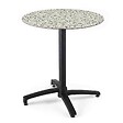 OVIALA - Table de jardin ronde 60 cm inclinable aluminium et HPL terrazzo - Opera - vignette