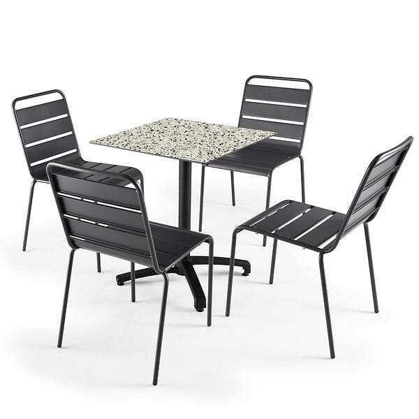 OVIALA - Table de terrasse 70 cm inclinable stratifié terrrazzo - Opéra - large