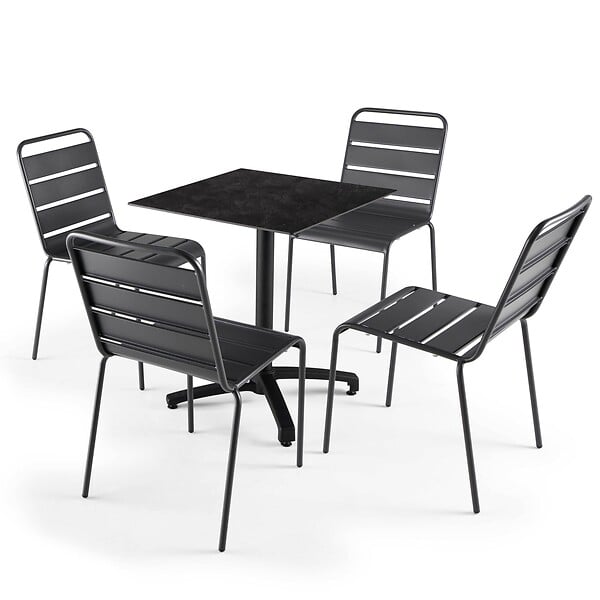 OVIALA - Table de terrasse 70 cm inclinable stratifié ardoise - Opéra - large