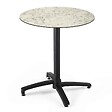 OVIALA - Table de jardin ronde 60 cm inclinable aluminium et HPL marbre - Opera - vignette