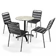 OVIALA - Table de jardin ronde 60 cm inclinable aluminium et HPL marbre - Opera - vignette