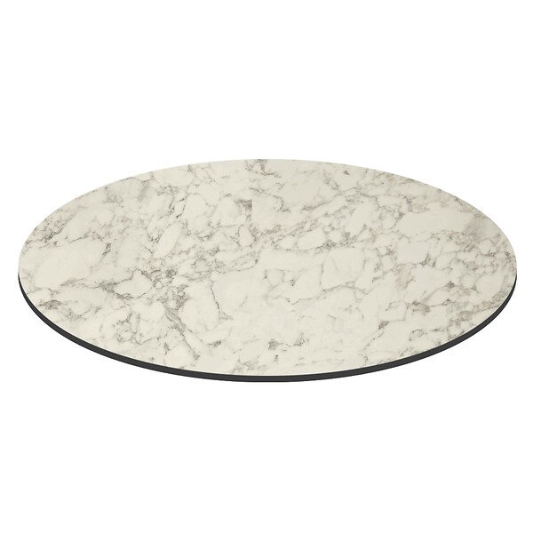 OVIALA - Table de jardin ronde 60 cm inclinable aluminium et HPL marbre - Opera - large