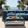 OVIALA - Table basse de jardin en métal 85x40x30 cm bleu pacific - Mixi - vignette