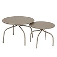 OVIALA - Lot de 2 tables basses gigognes de jardin taupe - Venise - vignette
