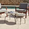 OVIALA - Lot de 2 tables basses gigognes de jardin taupe - Venise - vignette