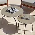 OVIALA - Lot de 2 tables basses gigognes de jardin taupe - Venise - vignette