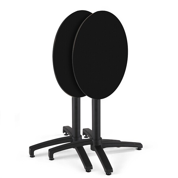 OVIALA - Table de jardin ronde 60 cm inclinable aluminium et HPL noir - Opera - large