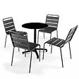 OVIALA - Table de jardin ronde 60 cm inclinable aluminium et HPL noir - Opera - vignette