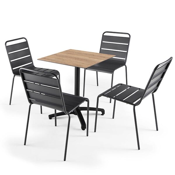 OVIALA - Table de terrasse 70 cm inclinable stratifié chêne brut - Opéra - large