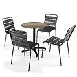 OVIALA - Table de jardin ronde 60 cm inclinable aluminium et HPL chêne fumé - Opera - vignette