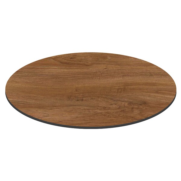 OVIALA - Table bistrot de jardin ronde inclinable 70 cm 4 places chêne foncé - Opera - large