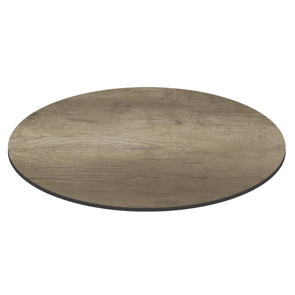 OVIALA - Table bistrot de jardin ronde inclinable 70 cm 4 places chêne fumé - Opera - large