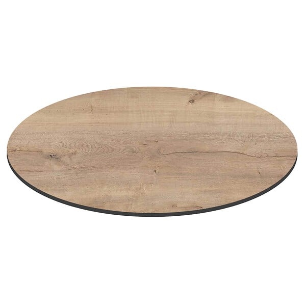 OVIALA - Table de jardin ronde 60 cm inclinable aluminium et HPL chêne natuel - Opera - large