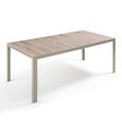 OVIALA - Table de jardin en aluminium et céramique effet bois 206 cm crème - Tivoli - vignette