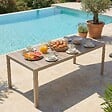 OVIALA - Table de jardin en aluminium et céramique effet bois 206 cm crème - Tivoli - vignette