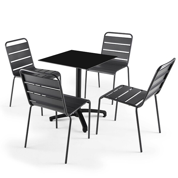 OVIALA - Table de terrasse 70 cm inclinable stratifié noir - Opéra - large