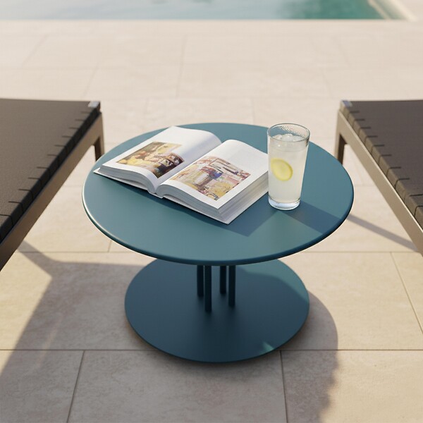 OVIALA - Table basse de jardin bleu pacific 50 cm - Skiro - large