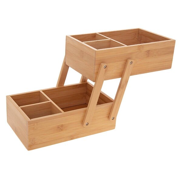 5 FIVE SIMPLY SMART - Organiseur Rangement maquillage 2 étages 6 compartiments en Bambou - large