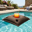 SOO  SANTAI - Coussin piscine flottant porte-verres 75x75 cm brun – billes incluses (à remplir) – intérieur / extérieur (PPF7575-5-SET) - vignette