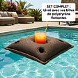 SOO  SANTAI - Coussin piscine flottant porte-verres 75x75 cm brun – billes incluses (à remplir) – intérieur / extérieur (PPF7575-5-SET) - vignette