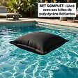 SOO  SANTAI - Coussin piscine flottant 45x45 cm noir – billes incluses (à remplir) – intérieur / extérieur (SCF4545-7-SET) - vignette