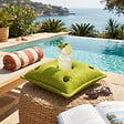 SOO  SANTAI - Coussin piscine flottant porte-verres 75x75 cm vert – billes incluses (à remplir) – intérieur / extérieur (PPF7575-2-SET) - vignette