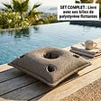 SOO  SANTAI - Coussin piscine flottant porte-verres 75x75 cm gris – billes incluses (à remplir) – intérieur / extérieur (PPF7575-1-SET) - vignette