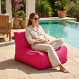 SOO  SANTAI - Fauteuil piscine XL flottant 100x90 cm rose – billes incluses (à remplir) – intérieur / extérieur (DC10090-1-SET) - vignette