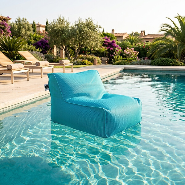SOO  SANTAI - Fauteuil piscine XL flottant 100x90 cm bleu – billes incluses (à remplir) – intérieur / extérieur (DC10090-4-SET) - large