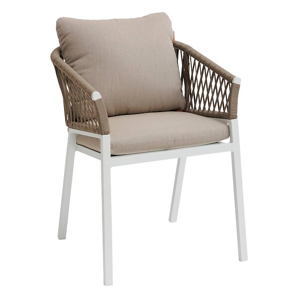 HESPERIDE - Lot de 2 fauteuils de jardin "Oriengo" taupe & blanc en aluminium et mailles tressées - large