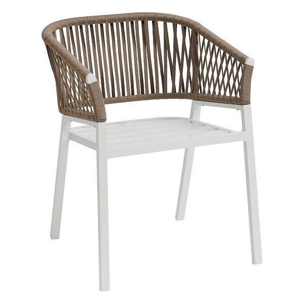 HESPERIDE - Lot de 2 fauteuils de jardin "Oriengo" taupe & blanc en aluminium et mailles tressées - large