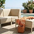 OVIALA - Salon de jardin bas modulable uni 4 places beige - Patio - vignette