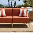 OVIALA - Salon de jardin bas modulable uni 2 places terracotta - Patio - vignette